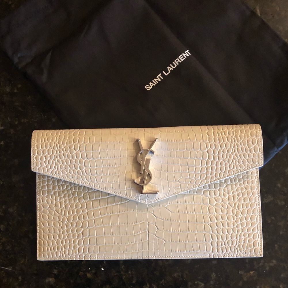 Saint Laurent UPTOWN POUCH IN CROCODILE EMBOSSED